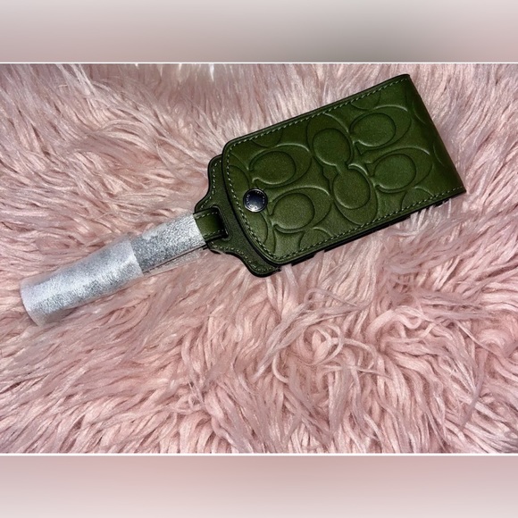 NEW Coach Signature Leather Dark Shamrock Green Luggage Tag - Picture 8 of 11